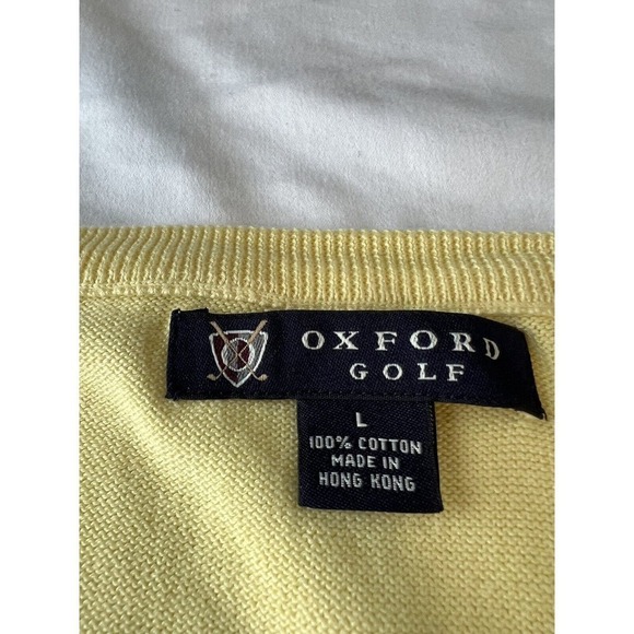 Vintage Oxford Golf Men's Sweater Long Sleeve Yellow Front Crest Size Large - Picture 2 of 6
